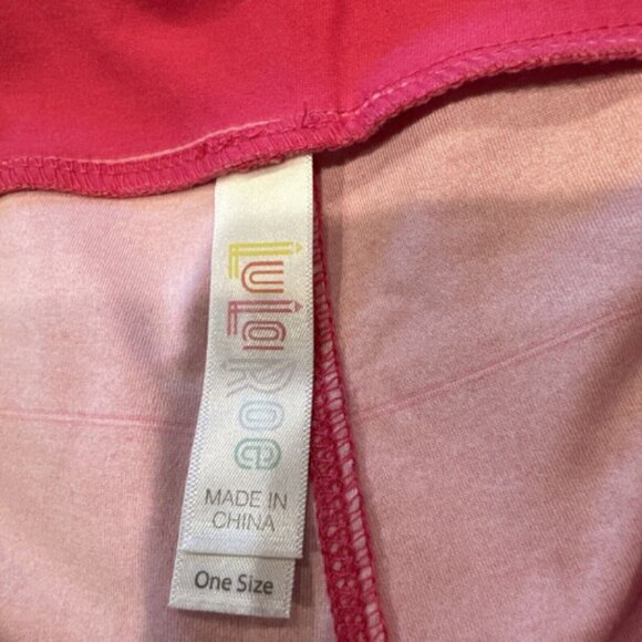 LuLaRoe OS One Size Leggings BCA Hot Pink Ribbon Stripes Breast Cancer Awareness - Picture 7 of 7